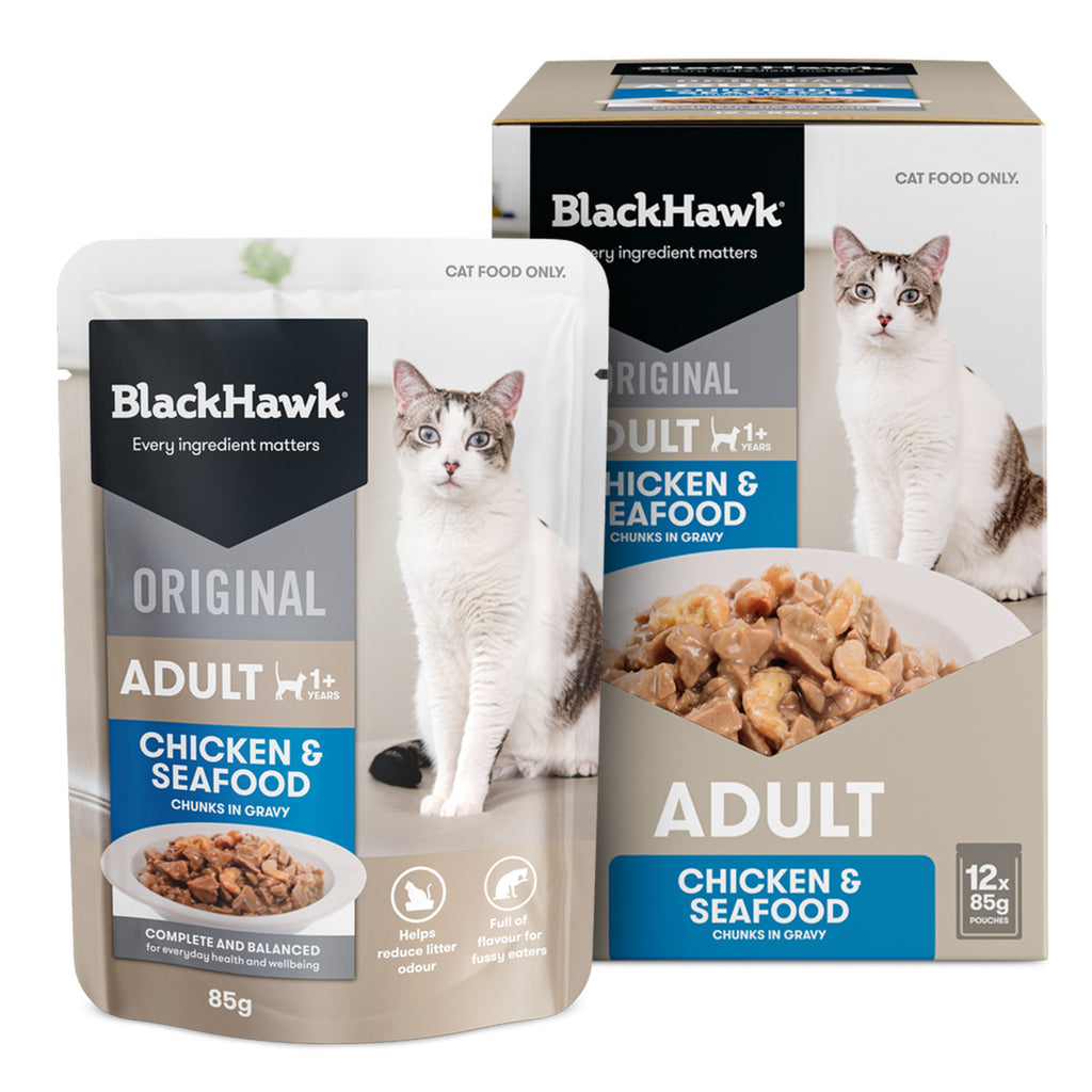 Black Hawk Chicken And Seafood Chunks In Gravy Adult Cat Wet Food- PetPA