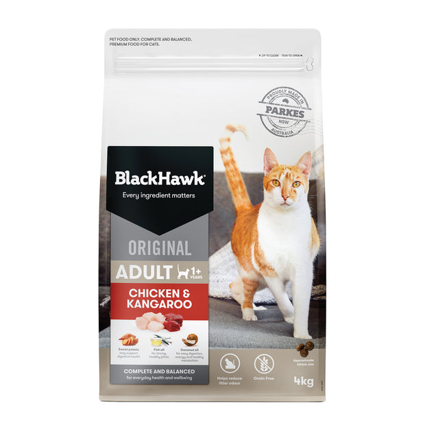 Black Hawk Chicken And Kangaroo Adult Cat Dry Food Front 4kg- PetPA
