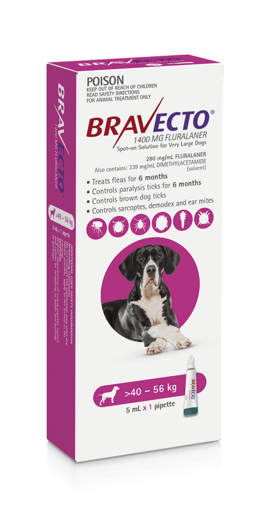 Bravecto Spot On For Dogs Pink 40-56kg-Your PetPA