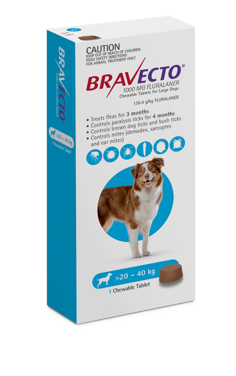 Bravecto For Large Dogs Blue 20 40kg Chew PetPA