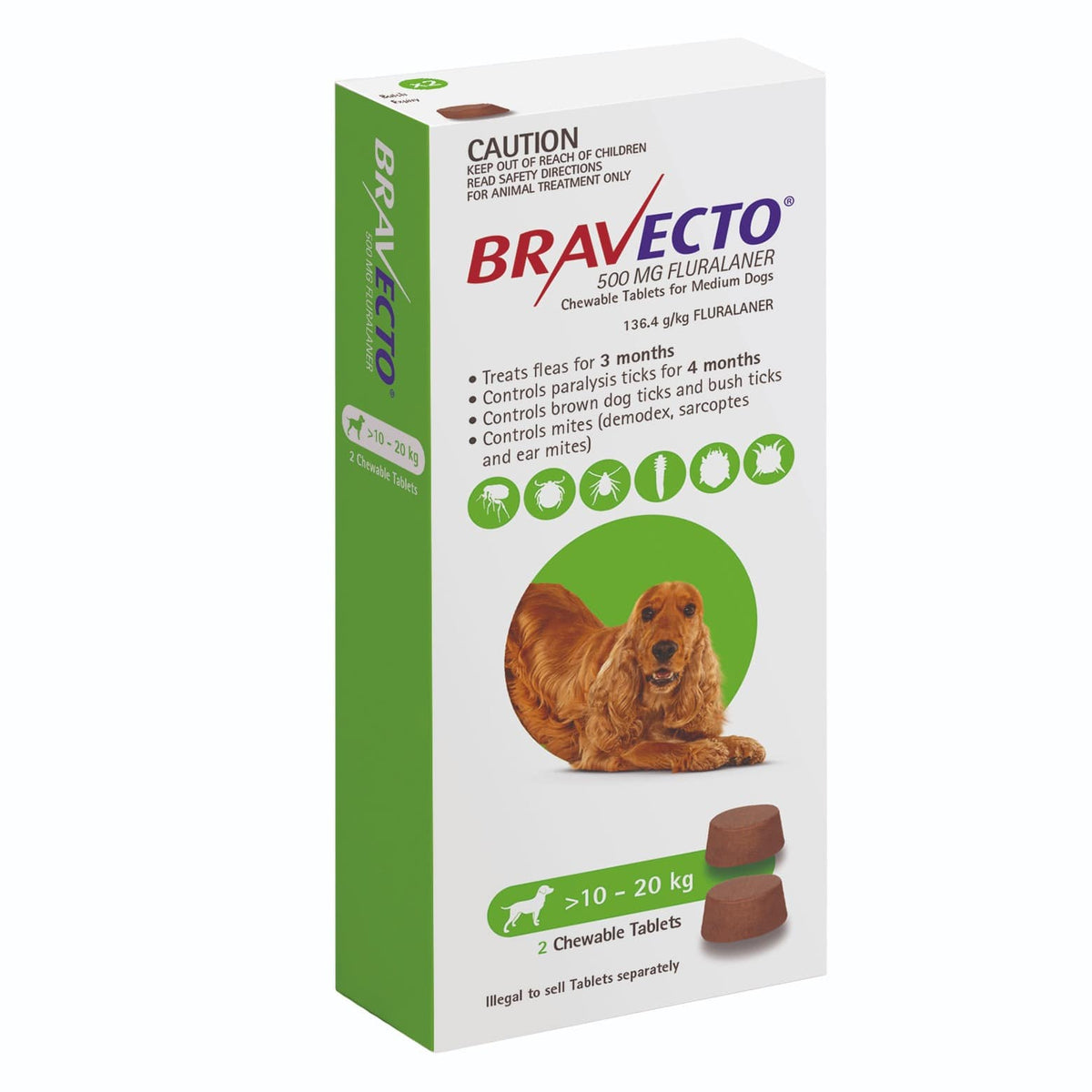 Bravecto For Medium Dogs Green 10 20kg Chew PetPA