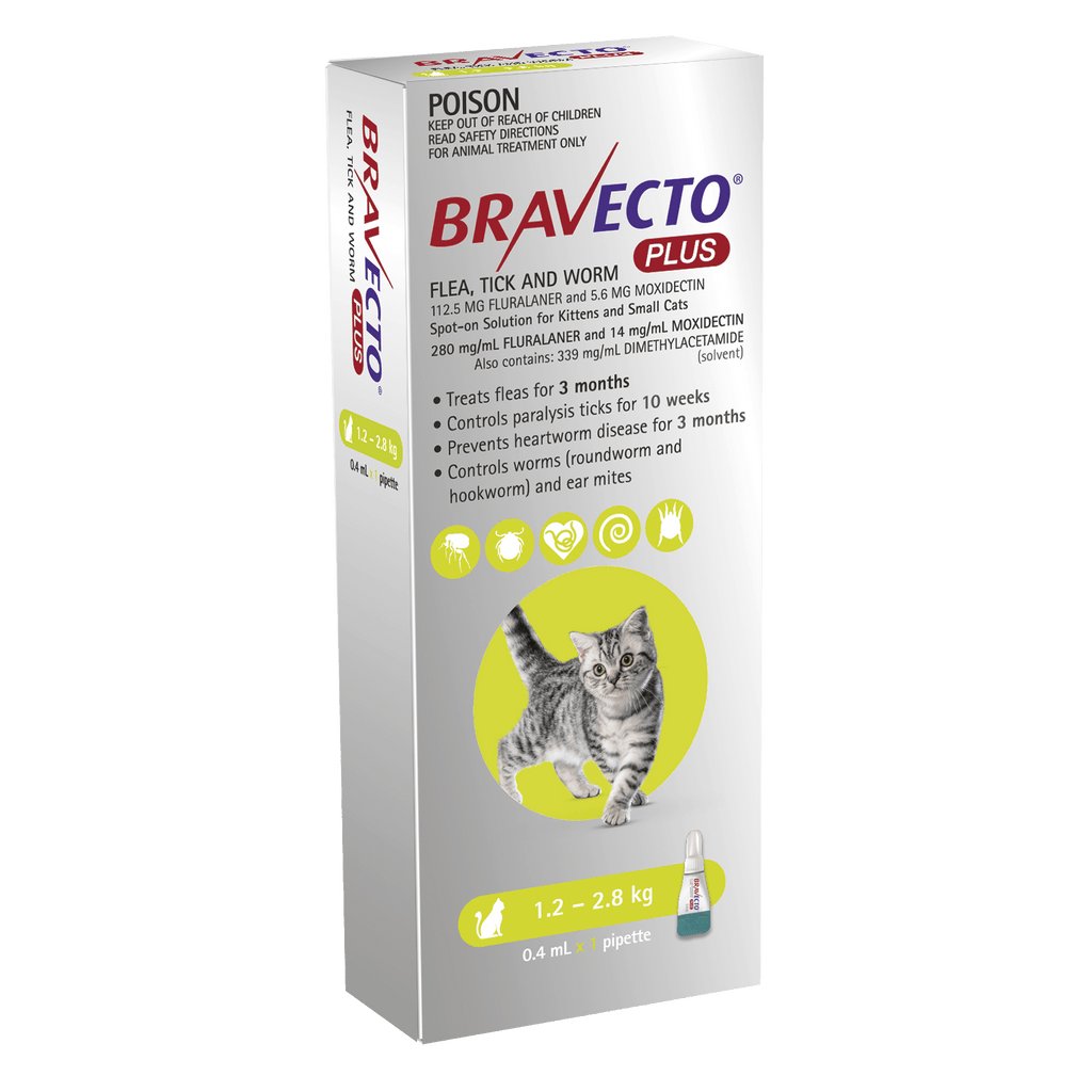 Bravecto Plus Spot On For Kittens And Small Cats 1.2 - 2.8kg-Your PetPA