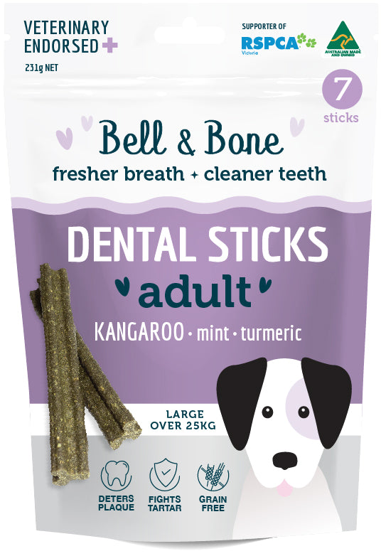Bell and Bone Dental Sticks - Kangaroo and Turmeric Large- YourPetPA