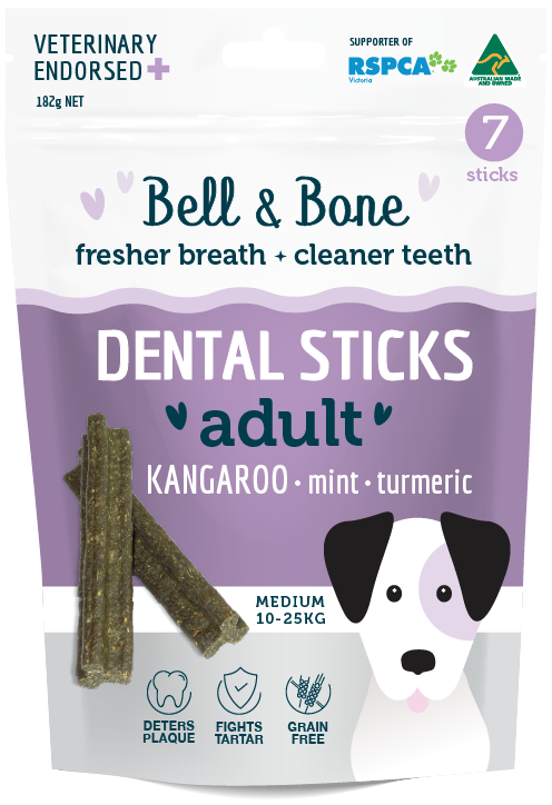 Bell and Bone Dental Sticks - Kangaroo and Turmeric Medium- YourPetPA