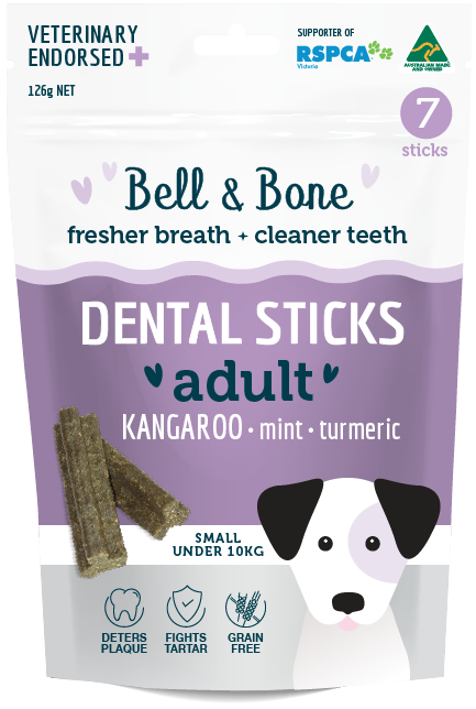Bell and Bone Dental Sticks - Kangaroo and Turmeric Small- YourPetPA
