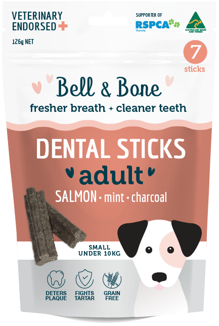 Bell and Bone Dental Sticks Salmon Mint and Charcoal flavour for dogs