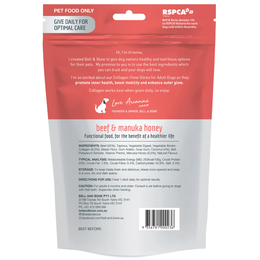 Bell and Bone collagen Chew Sticks Beef Back- YourPetPA