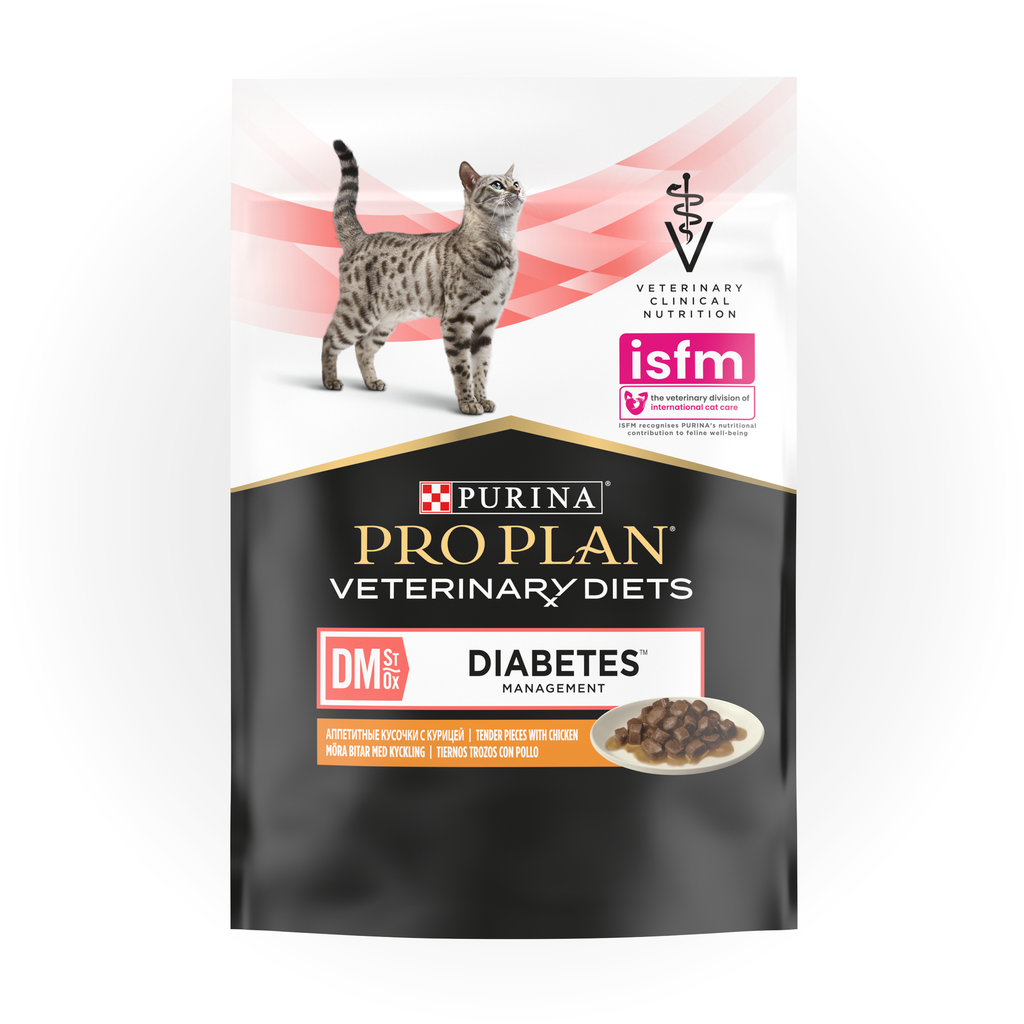 Pro Plan Veterinary Diets DM Dietetic Management Feline Pouch Front- Your PetPA