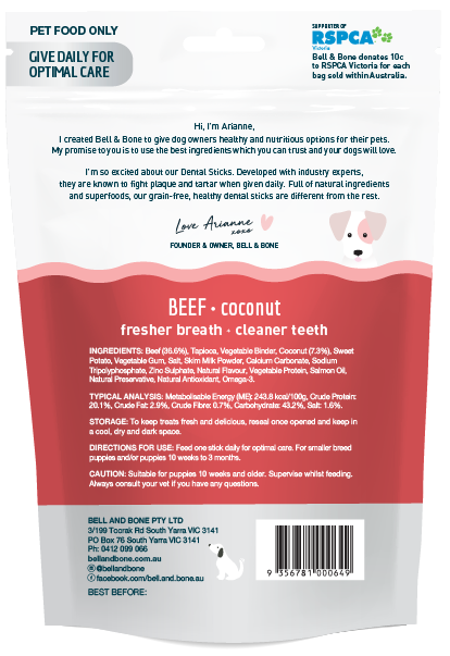 Bell and Bone Puppy Dental Chews Beef Back-YourPetPA