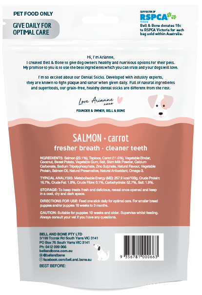 Bell and Bone Puppy Dental Chews Salmon Back-YourPetPA