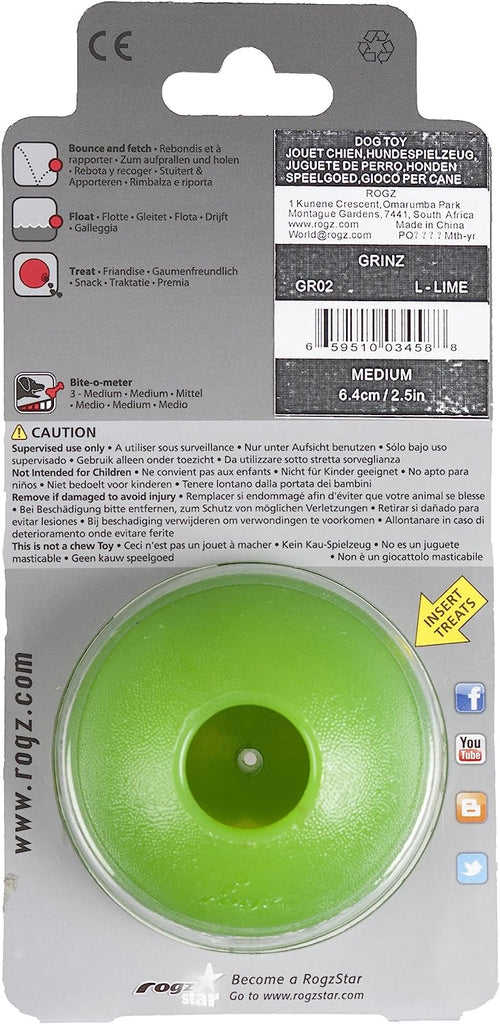 Rogz Grinz Treat Ball Lime - Back View