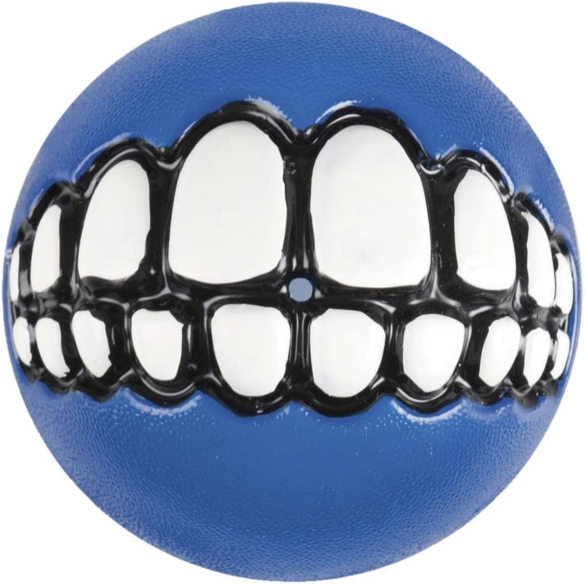  A close-up view of Rogz Grinz Treat Ball Blue