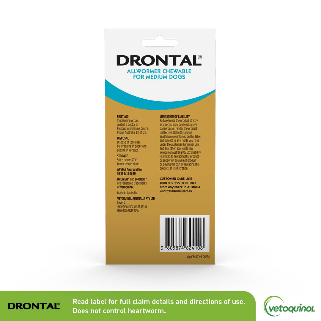 Drontal Allwormer Chews 10kg for Medium Dogs