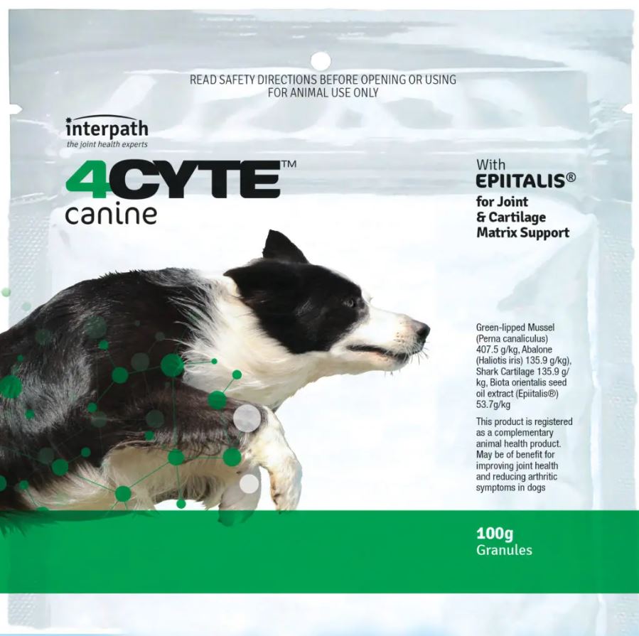 4CYTE Granules for Dogs 100g front pack