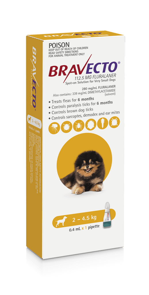 Bravecto Spot On For Dogs Yellow 2-4.5kg-Your PetPA