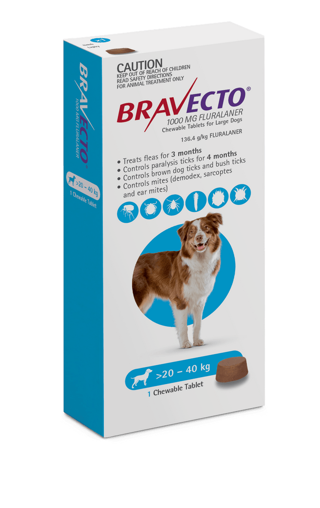 Bravecto For Large Dogs Blue 20-40kg Chew 1pack- Your PetPA