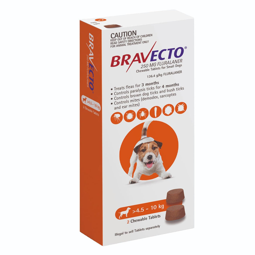 Bravecto For Small Dogs Orange 4.5-10kg  Chew 2pack- Your PetPA