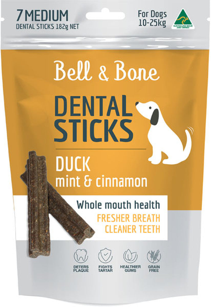 Bell and Bone Dental Sticks - Duck, Mint and Cinnamon Medium- YourPetPA