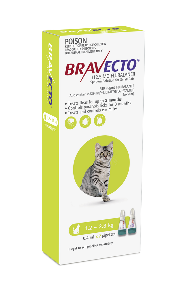 Bravecto Spot On For Cats Green 1.2-2.8kg -Your PetPA