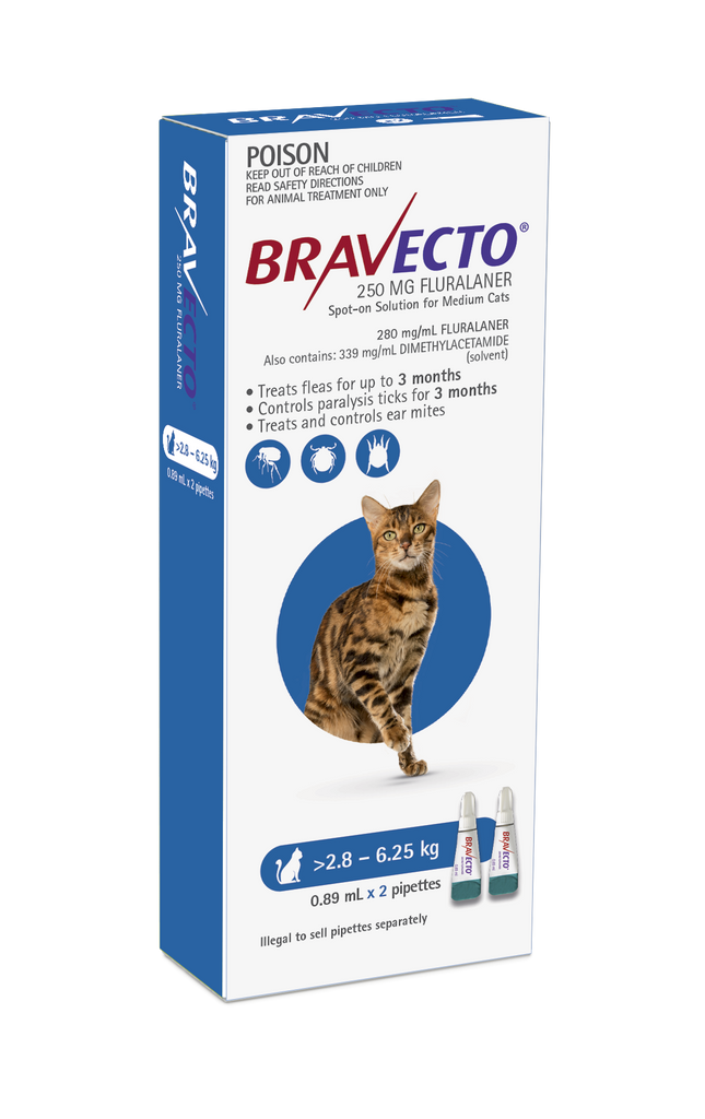 Bravecto Spot On For Cats Blue 2.8-6.25kg -Your PetPA