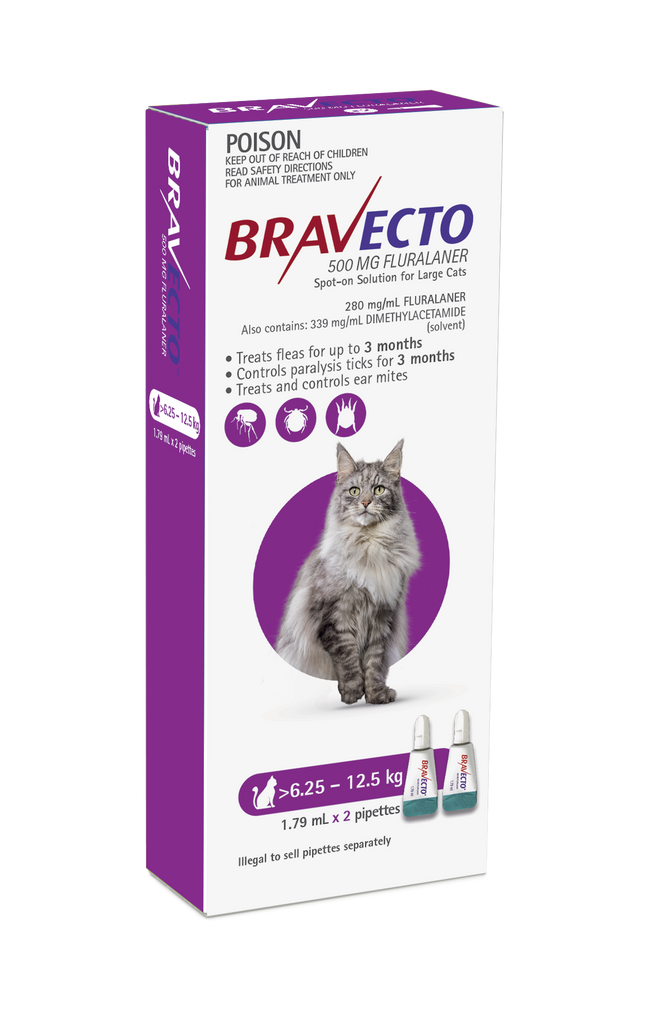 Bravecto Spot On For Cats Purple 6.25-12.5kg-Your PetPA