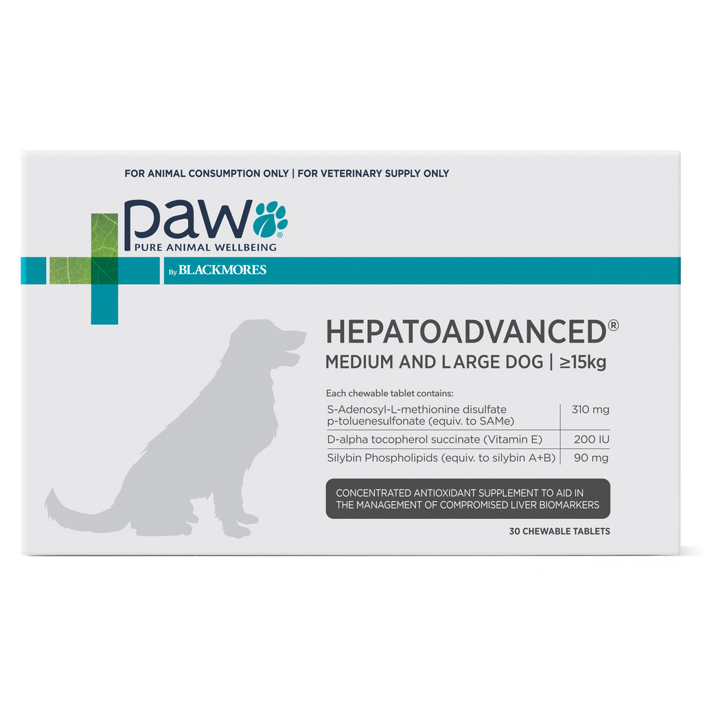 PAW by Blackmores Hepatoadvanced Liver Support for Medium & Large Dogs 30 Tablets repacked