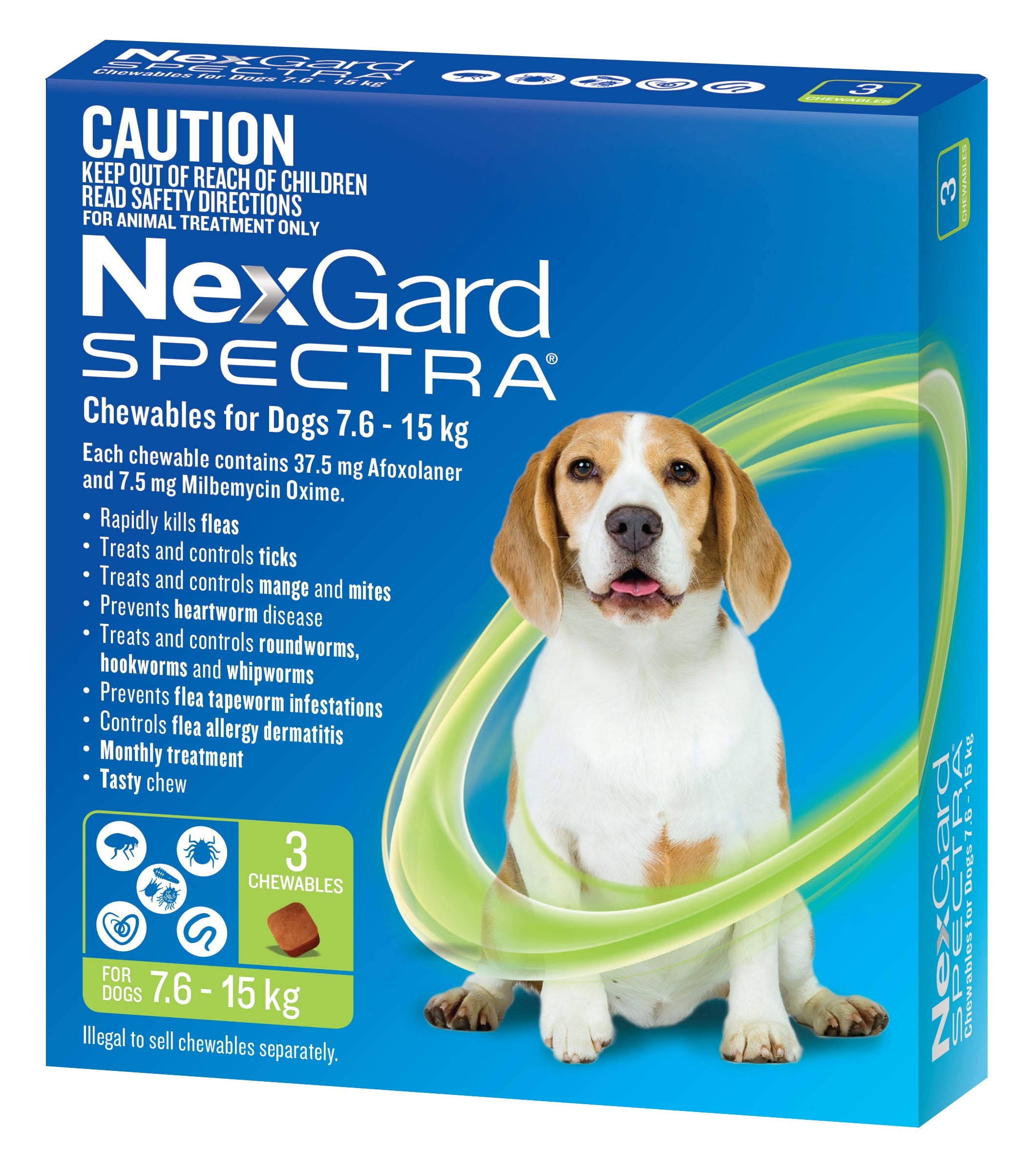 NexGard Spectra Chewables For Medium Dogs Green 7.6-15kg – Your Pet PA